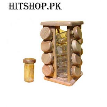 16 Revolving Wooden Masala Jar With Stand